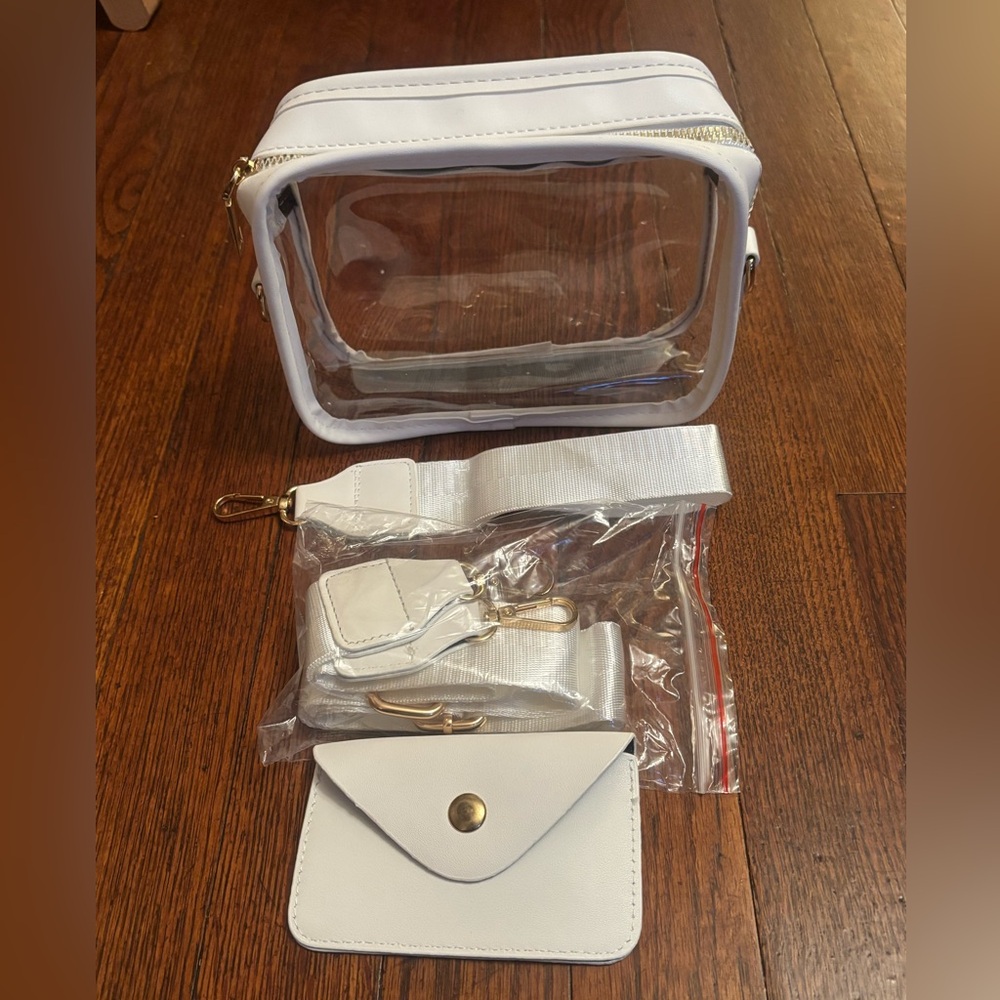 NWOT Clear and White Crossbody Bag Set